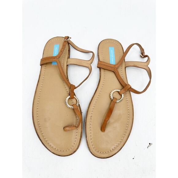 Draper James Jenna Vegan Leather T Strap Medallion Sandal Flats 10 - Picture 1 of 3